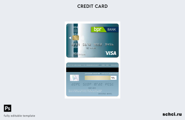 цифровая загрузка шаблона классической кредитной карты Burundi BPR банка Visa